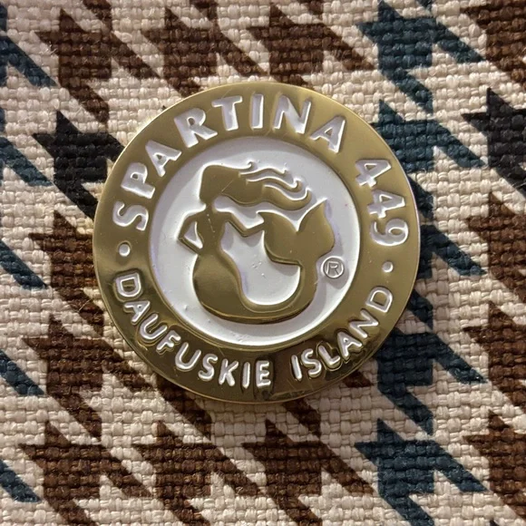 Spartina 449 Houndstooth Tote - Green and Brown - Picture 2 of 9